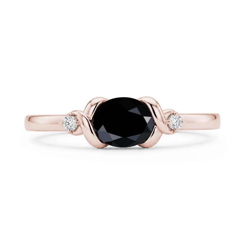 East West Oval Shaped Sapphire Twisted Ring - LUO Jewelry #gemstone_Black Spinel