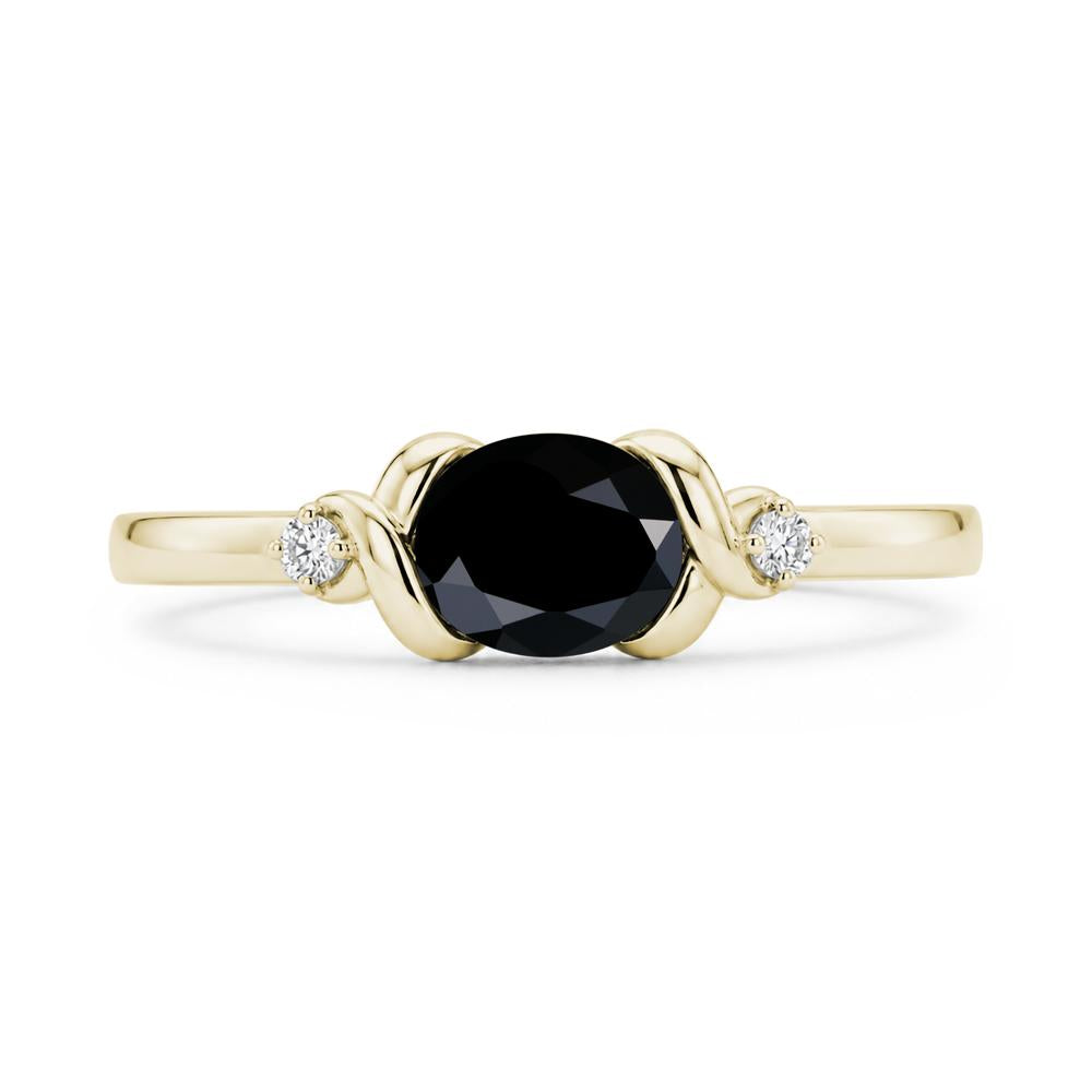 East West Oval Shaped Sapphire Twisted Ring - LUO Jewelry #gemstone_Black Spinel