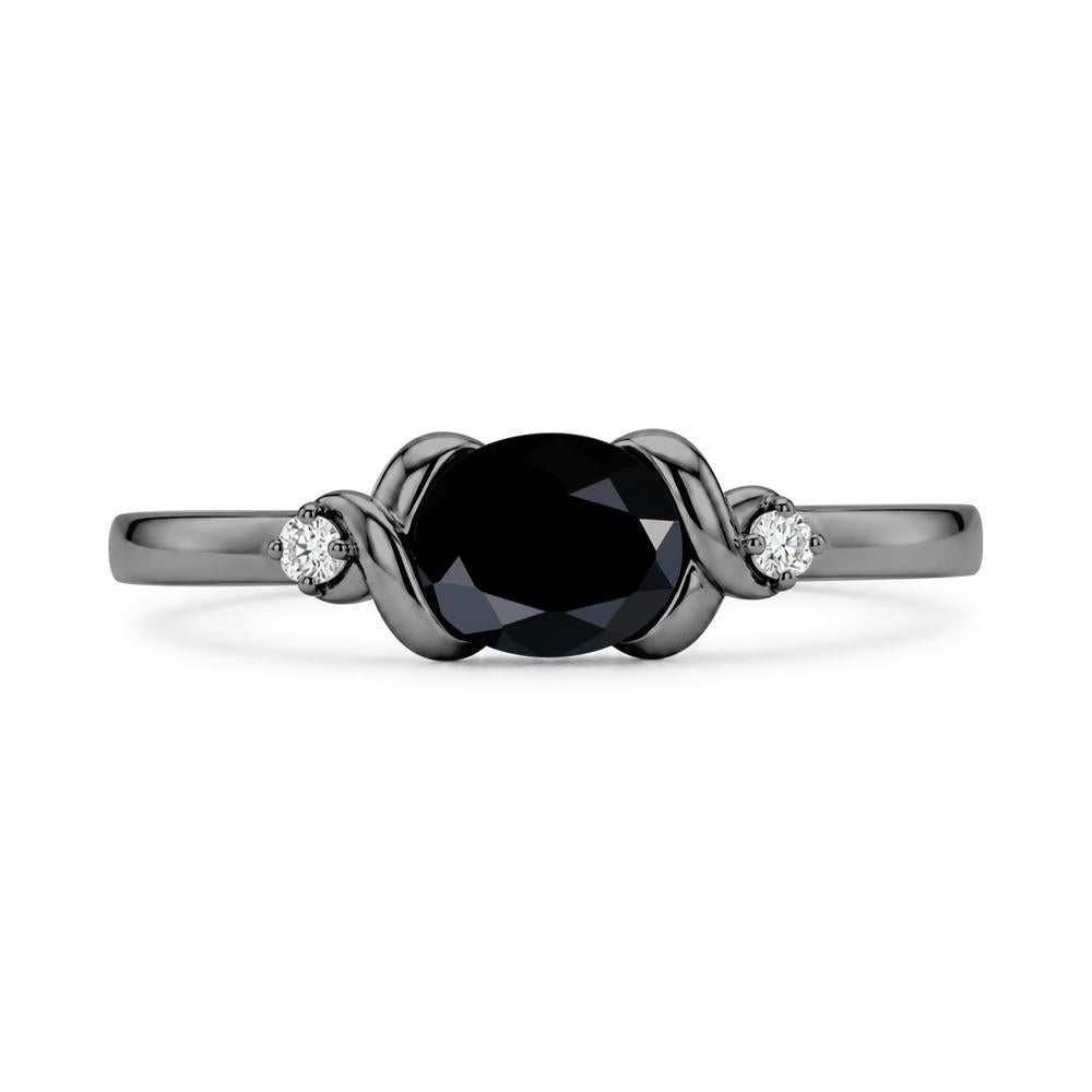 East West Oval Shaped Sapphire Twisted Ring - LUO Jewelry #gemstone_Black Spinel