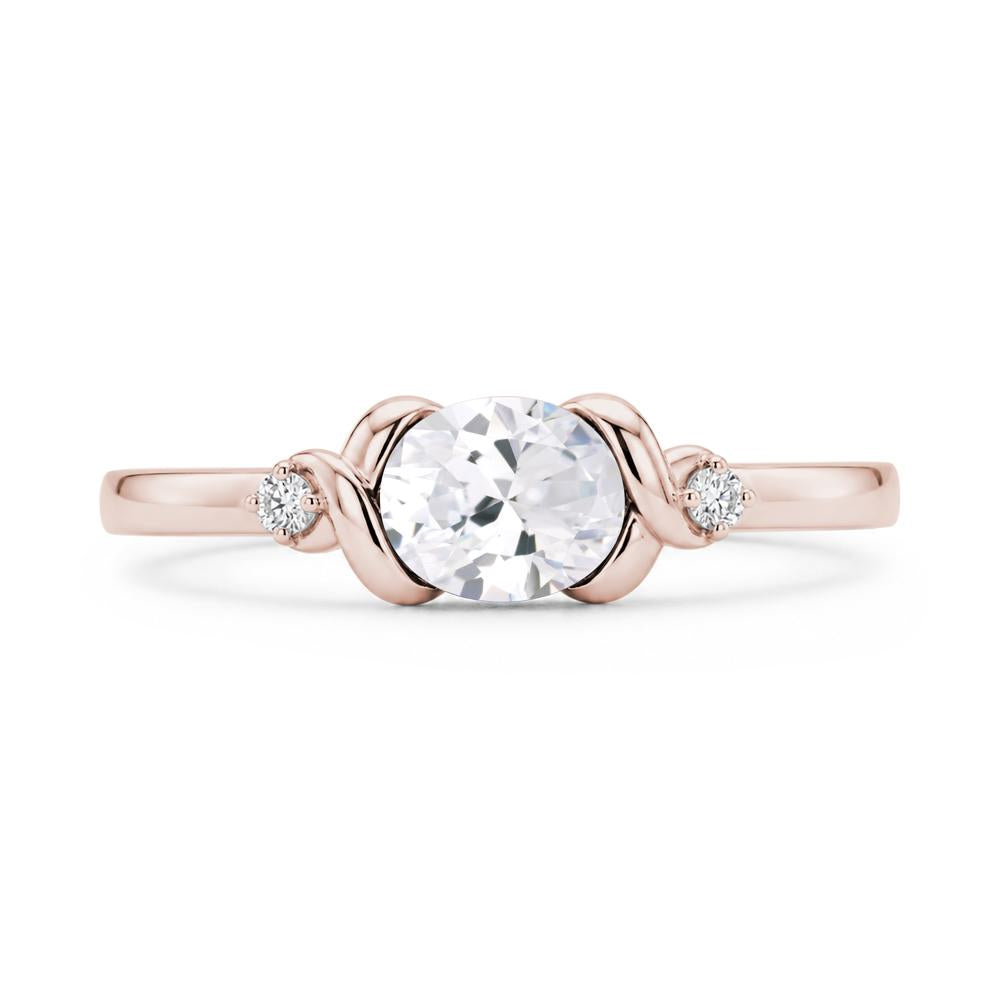 East West Oval Shaped Sapphire Twisted Ring - LUO Jewelry #gemstone_Cubic Zirconia