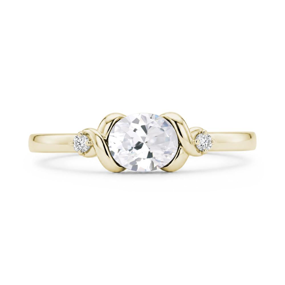 East West Oval Shaped Sapphire Twisted Ring - LUO Jewelry #gemstone_Cubic Zirconia