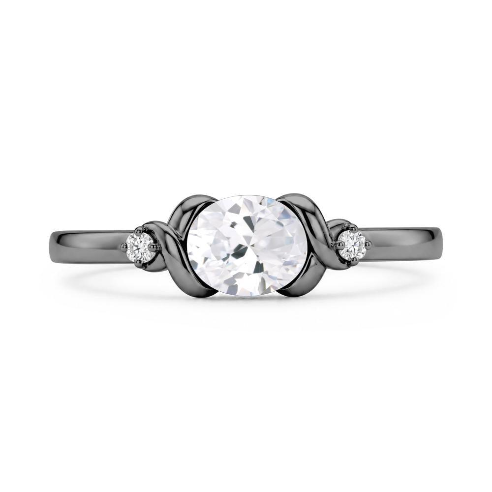 East West Oval Shaped Sapphire Twisted Ring - LUO Jewelry #gemstone_Cubic Zirconia