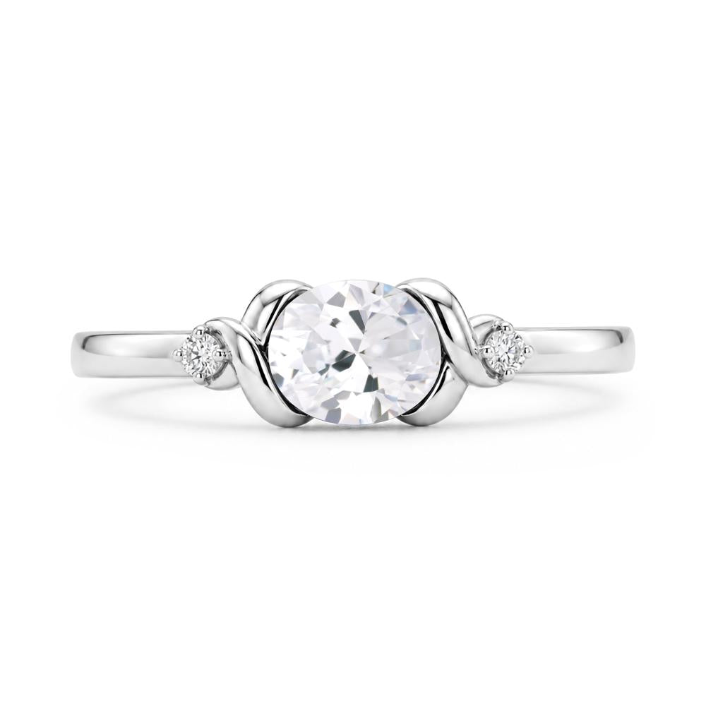East West Oval Shaped Sapphire Twisted Ring - LUO Jewelry #gemstone_Cubic Zirconia