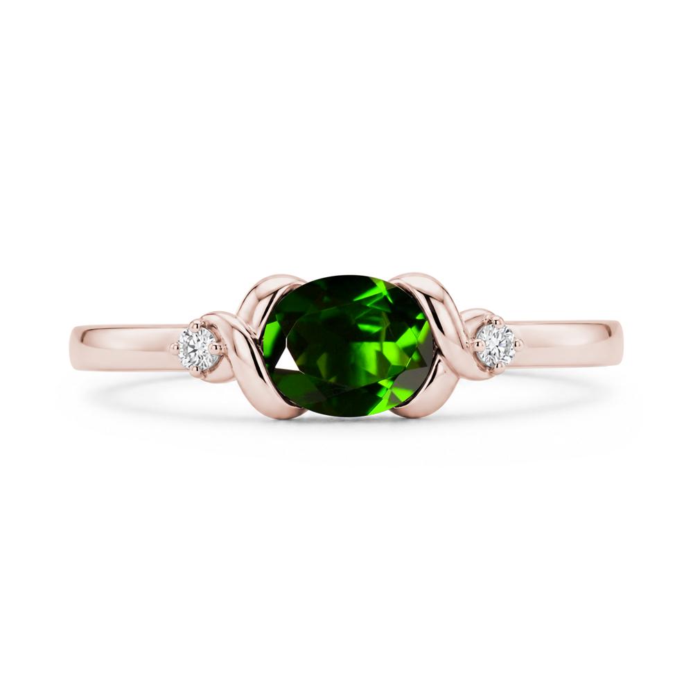 East West Oval Shaped Sapphire Twisted Ring - LUO Jewelry #gemstone_Diopside