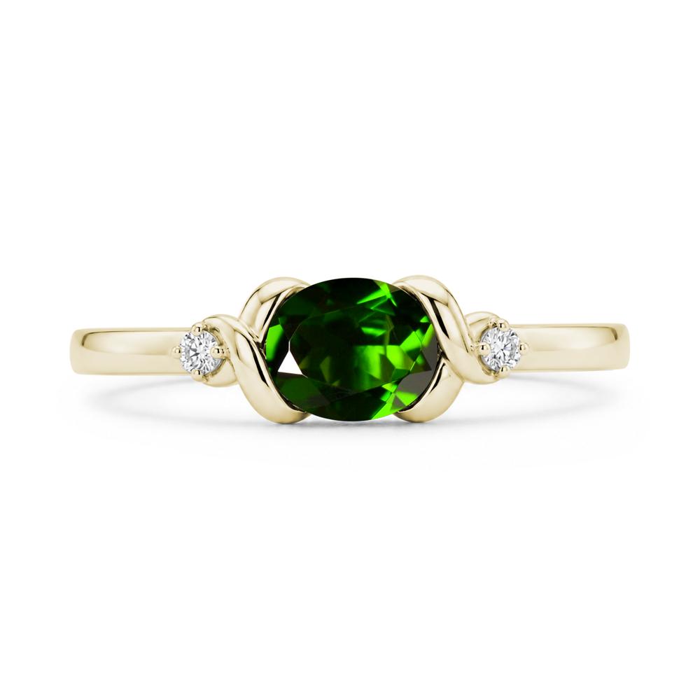 East West Oval Shaped Sapphire Twisted Ring - LUO Jewelry #gemstone_Diopside