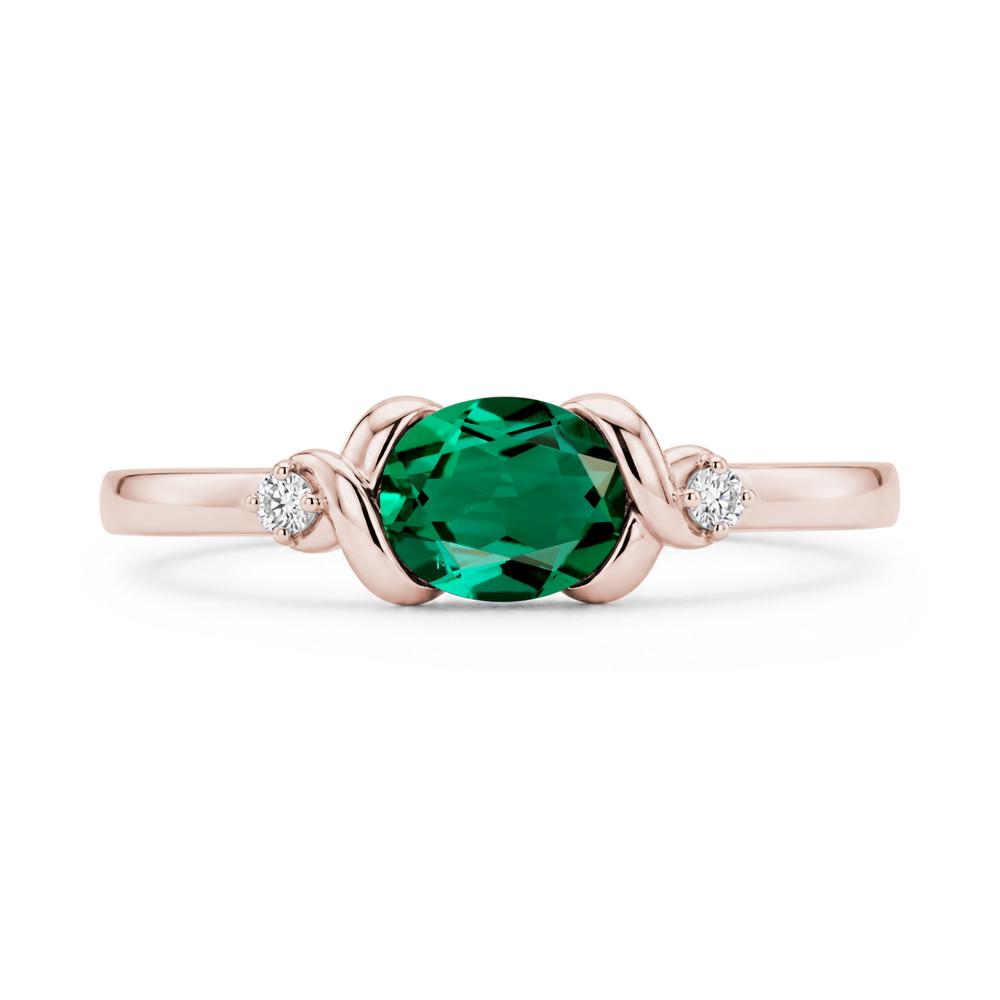 East West Oval Shaped Sapphire Twisted Ring - LUO Jewelry #gemstone_Emerald