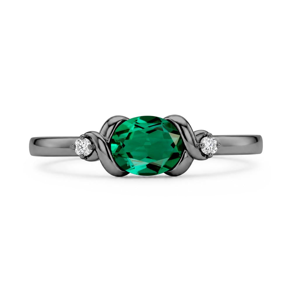 East West Oval Shaped Sapphire Twisted Ring - LUO Jewelry #gemstone_Emerald