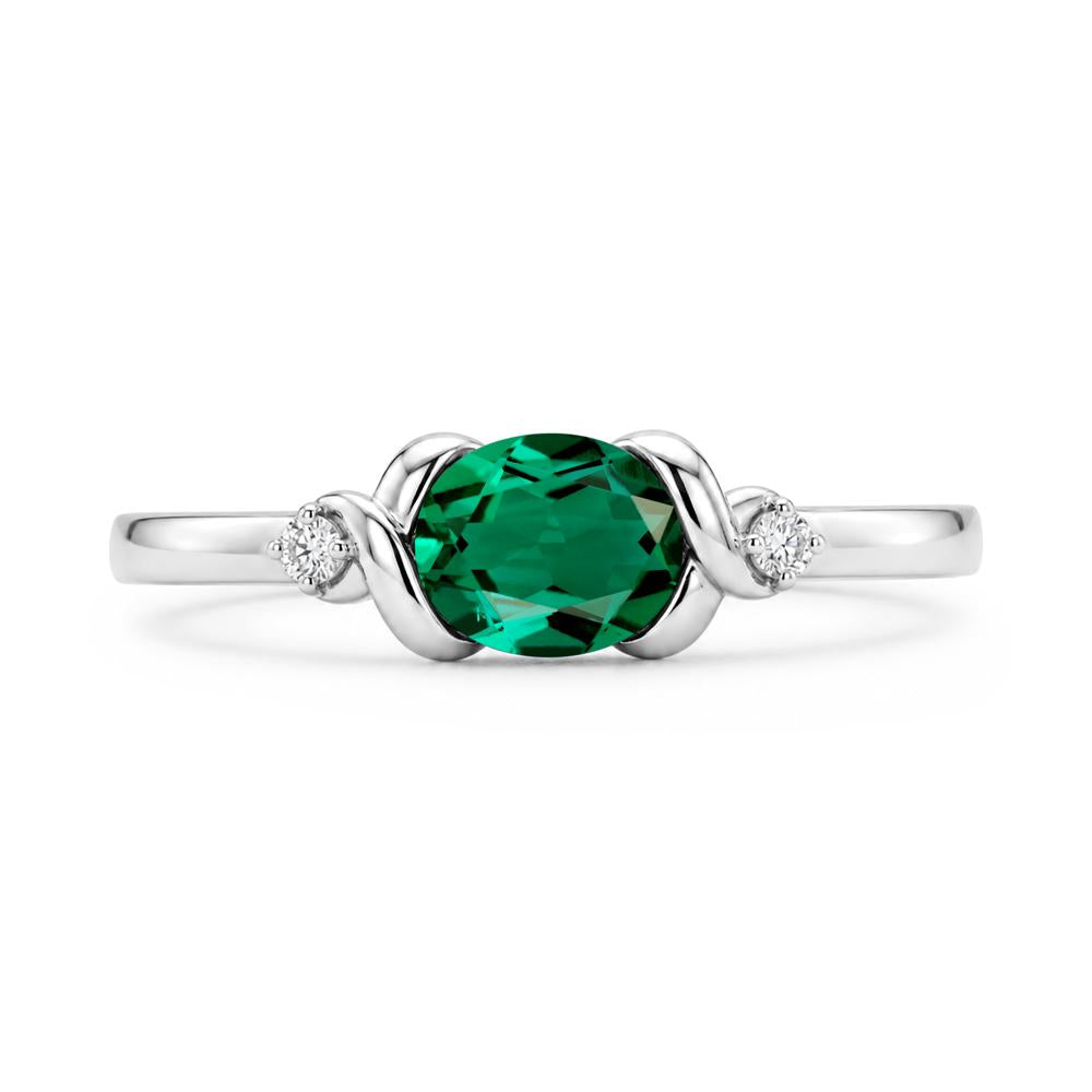 East West Oval Shaped Sapphire Twisted Ring - LUO Jewelry #gemstone_Emerald