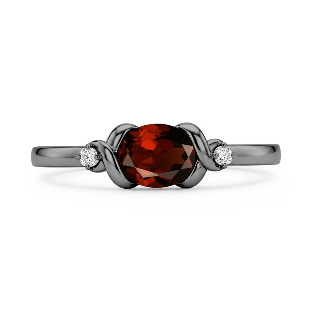 East West Oval Shaped Sapphire Twisted Ring - LUO Jewelry #gemstone_Garnet