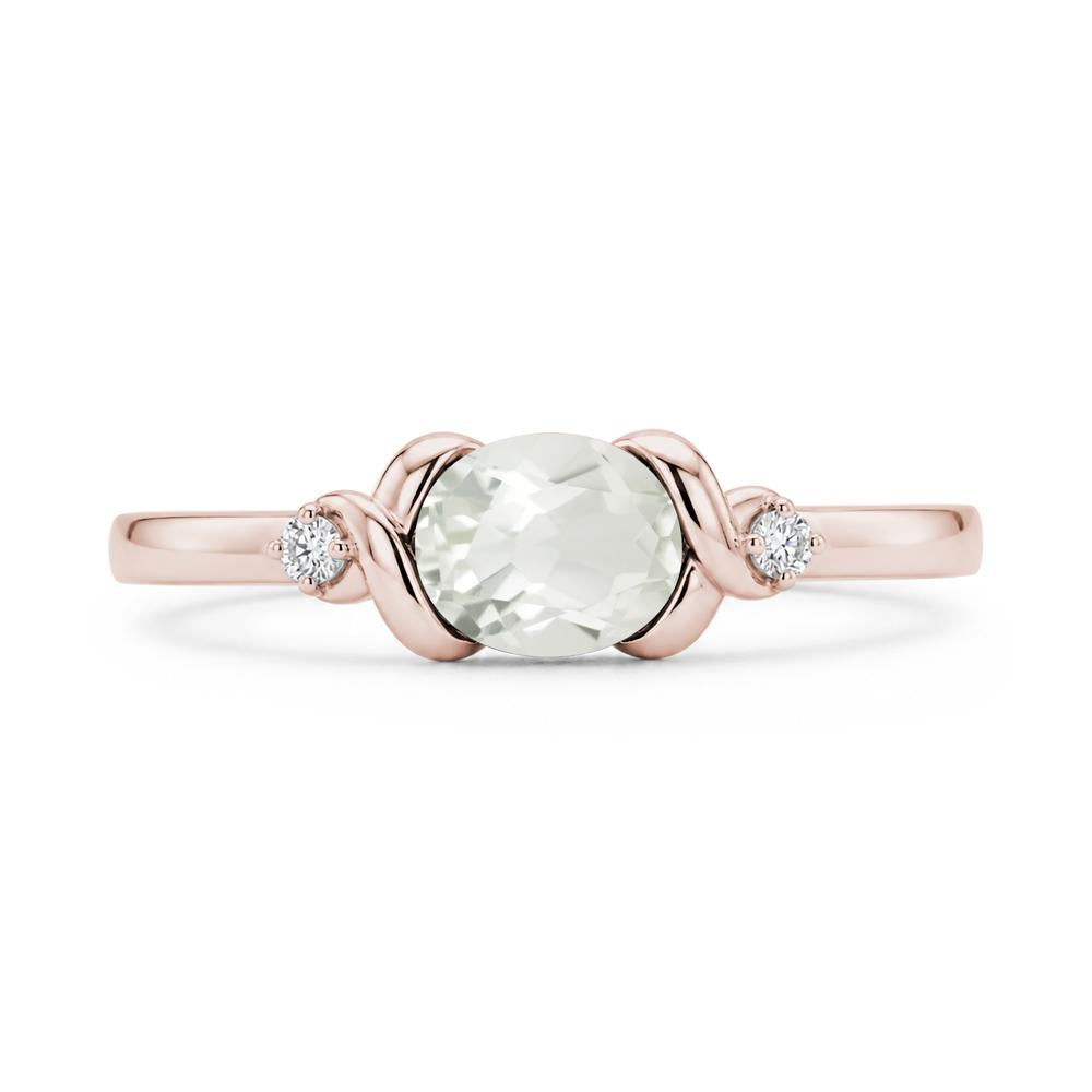 East West Oval Shaped Sapphire Twisted Ring - LUO Jewelry #gemstone_Green Amethyst