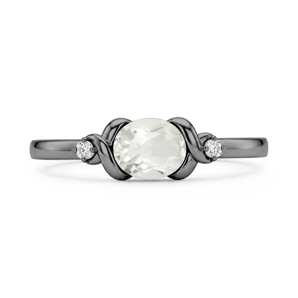 East West Oval Shaped Sapphire Twisted Ring - LUO Jewelry #gemstone_Green Amethyst