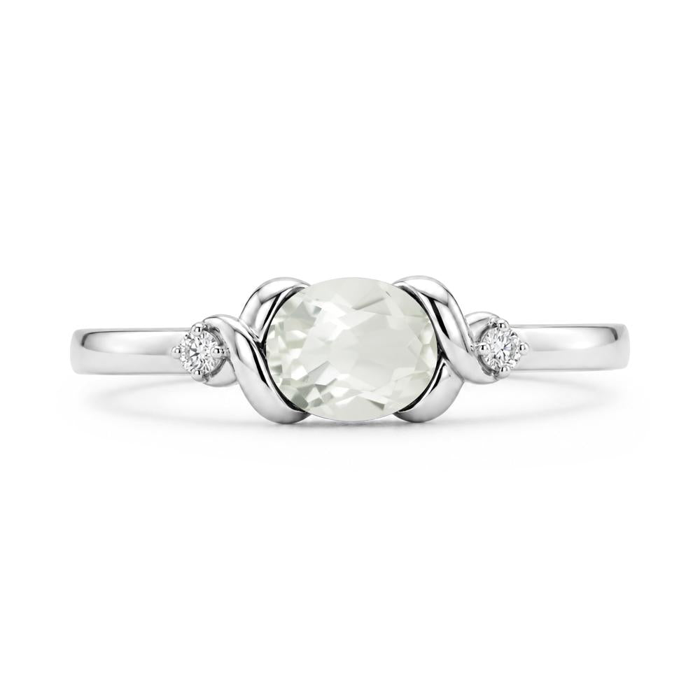 East West Oval Shaped Sapphire Twisted Ring - LUO Jewelry #gemstone_Green Amethyst
