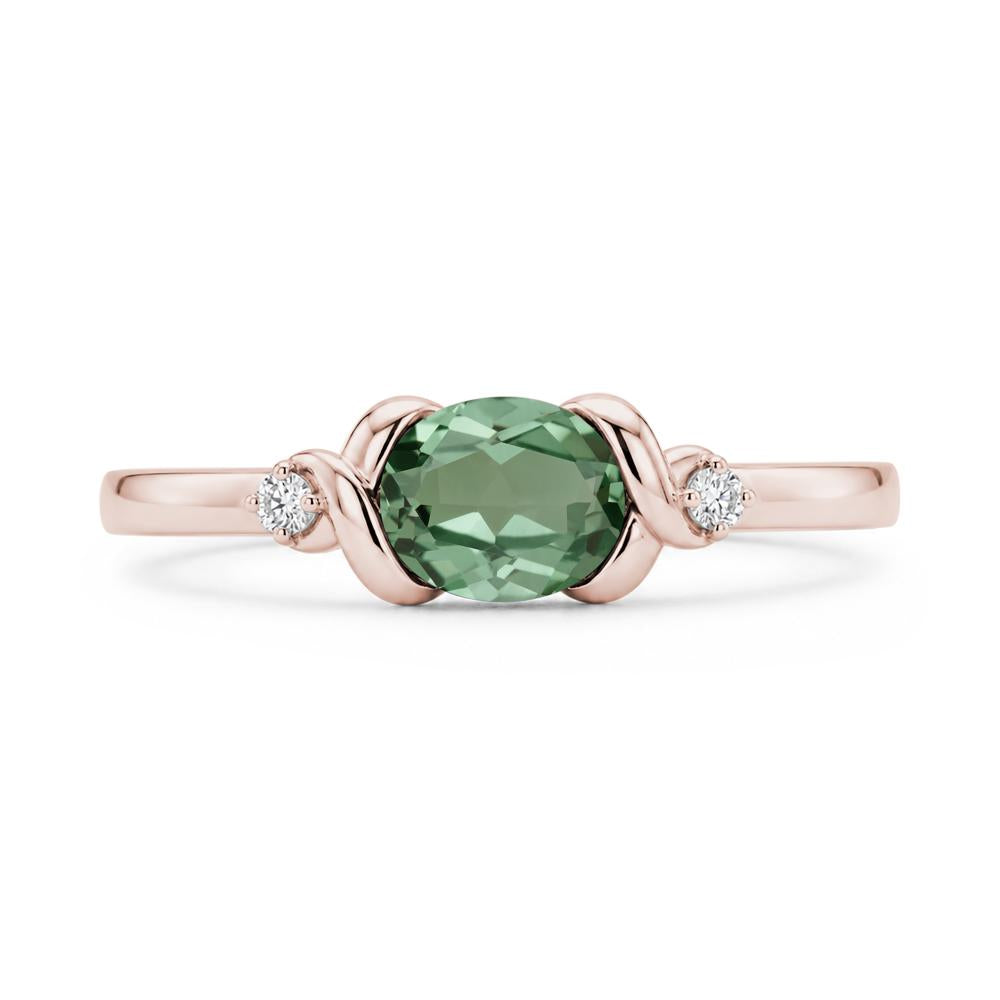 East West Oval Shaped Sapphire Twisted Ring - LUO Jewelry #gemstone_Green Sapphire