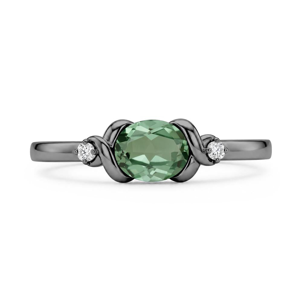 East West Oval Shaped Sapphire Twisted Ring - LUO Jewelry #gemstone_Green Sapphire