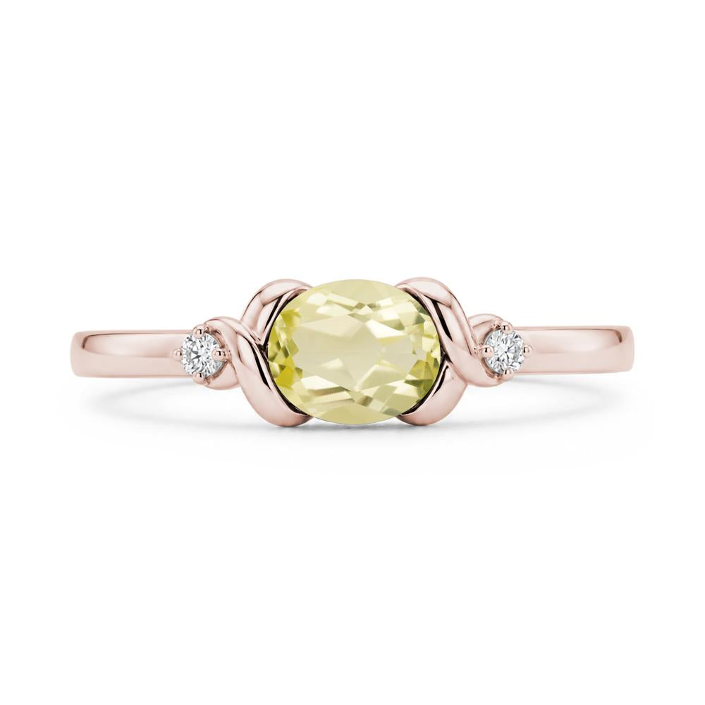 East West Oval Shaped Sapphire Twisted Ring - LUO Jewelry #gemstone_Lemon Quartz