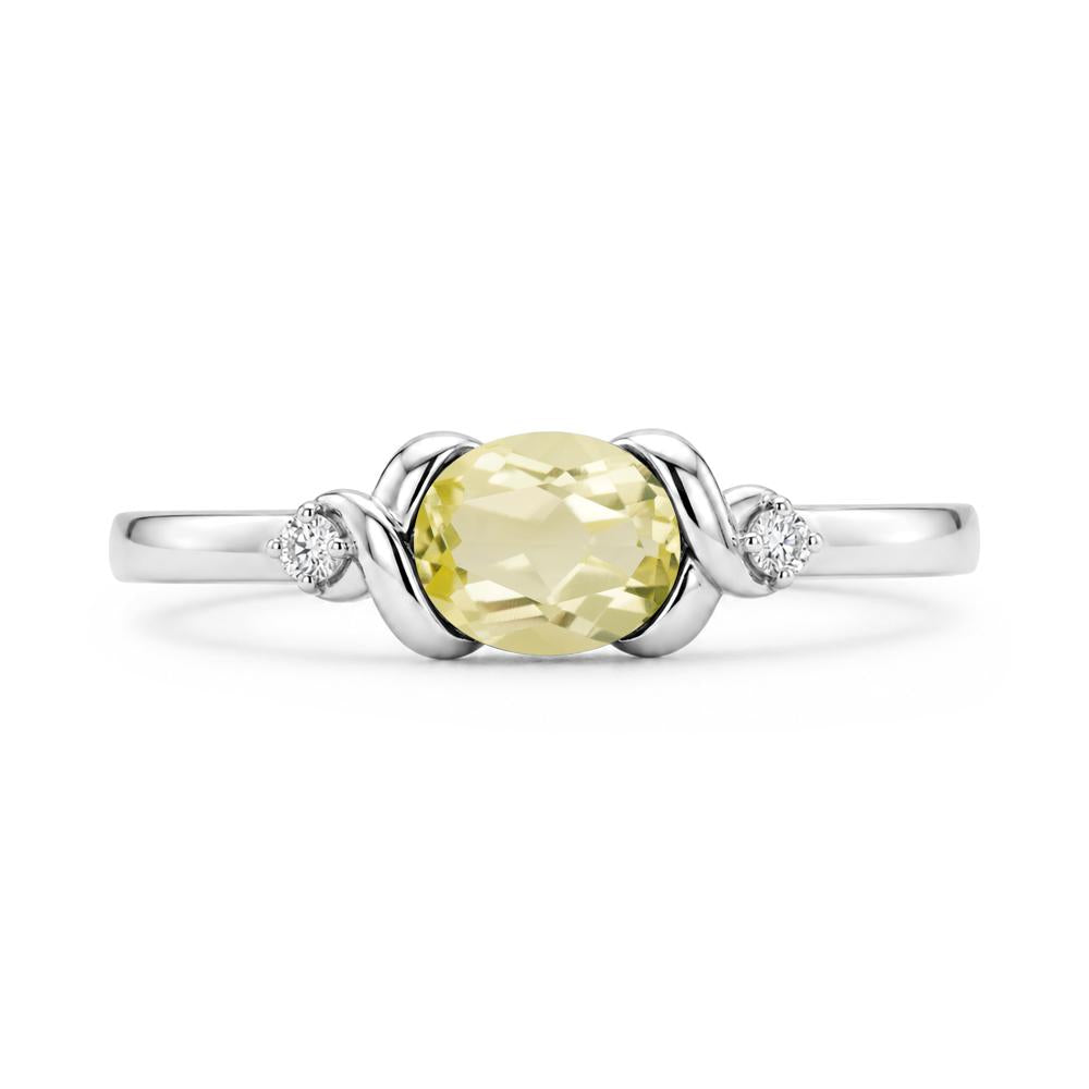 East West Oval Shaped Sapphire Twisted Ring - LUO Jewelry #gemstone_Lemon Quartz