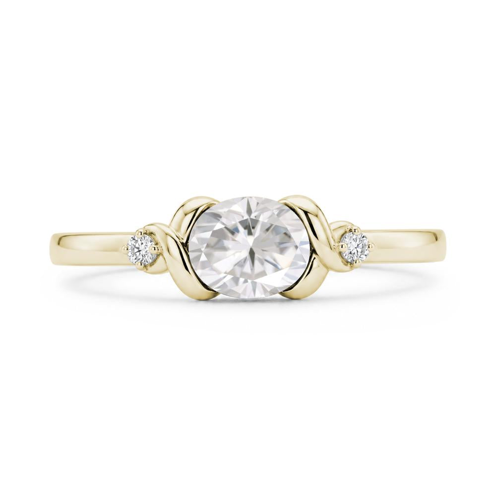 East West Oval Shaped Sapphire Twisted Ring - LUO Jewelry #gemstone_Moissanite