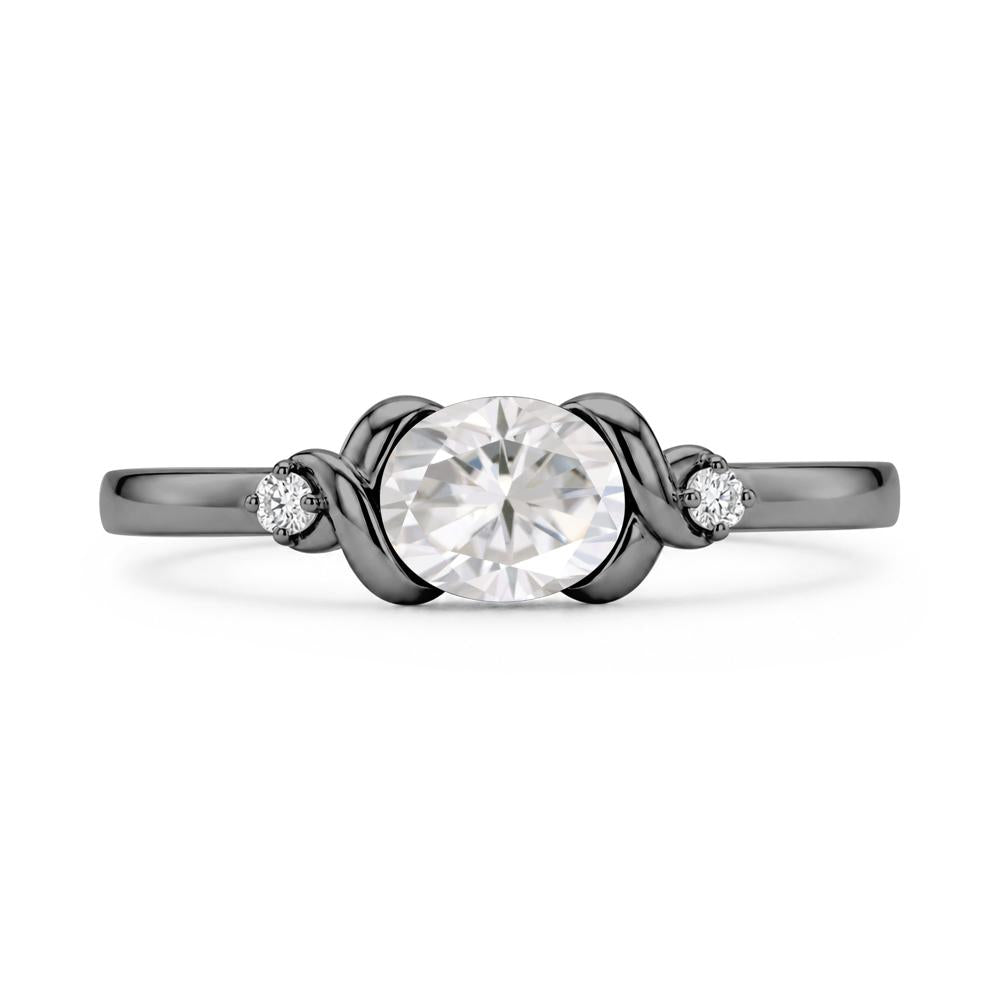East West Oval Shaped Sapphire Twisted Ring - LUO Jewelry #gemstone_Moissanite