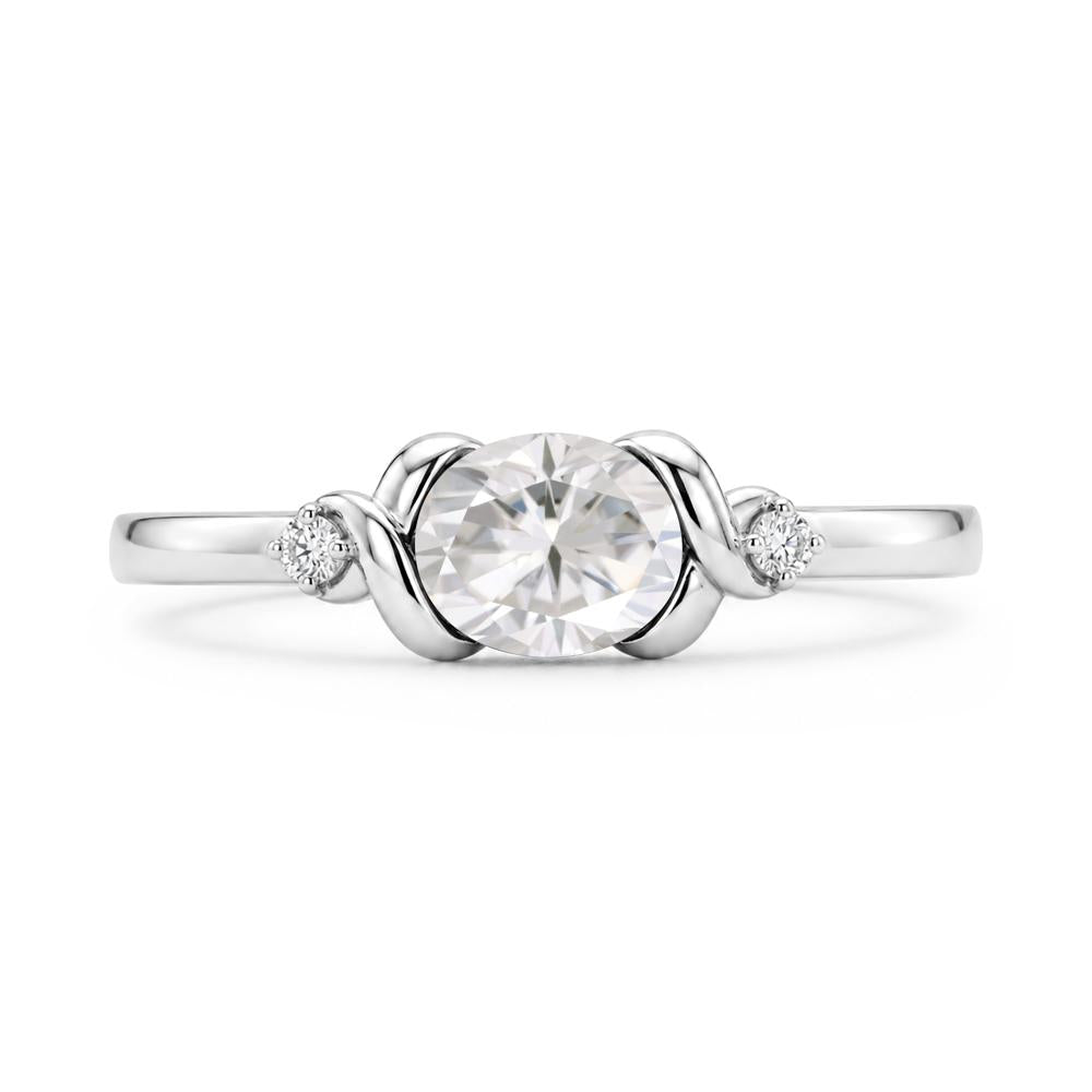 East West Oval Shaped Sapphire Twisted Ring - LUO Jewelry #gemstone_Moissanite