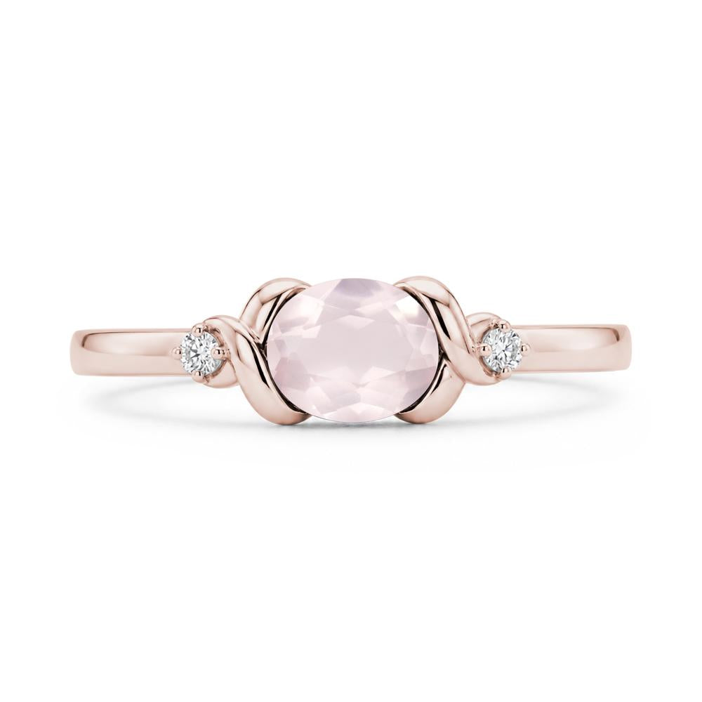 East West Oval Shaped Sapphire Twisted Ring - LUO Jewelry #gemstone_Rose Quartz