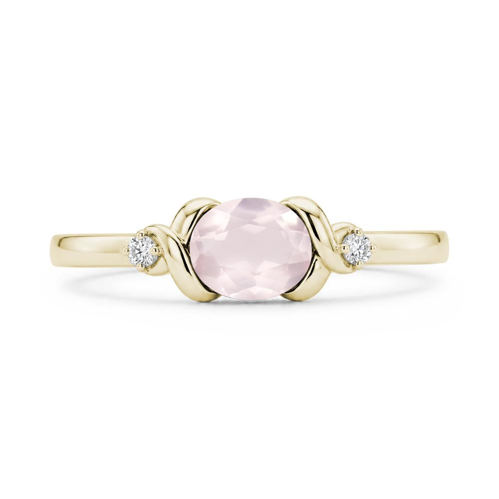 East West Oval Shaped Sapphire Twisted Ring - LUO Jewelry #gemstone_Rose Quartz