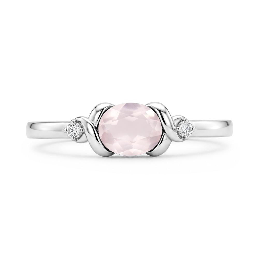 East West Oval Shaped Sapphire Twisted Ring - LUO Jewelry #gemstone_Rose Quartz