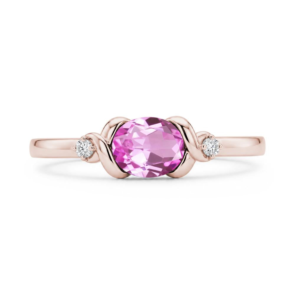 East West Oval Shaped Sapphire Twisted Ring - LUO Jewelry #gemstone_Pink Sapphire