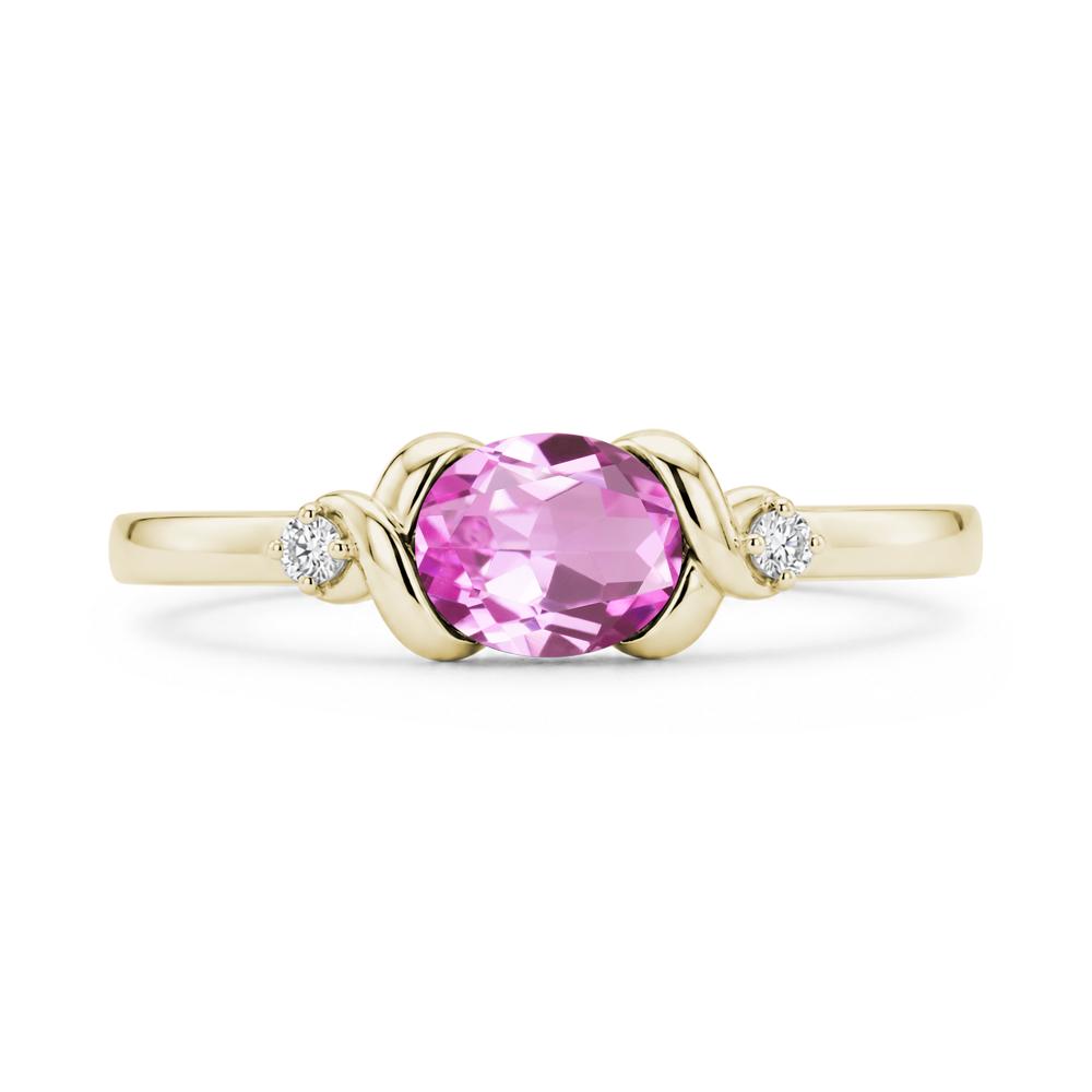 East West Oval Shaped Sapphire Twisted Ring - LUO Jewelry #gemstone_Pink Sapphire