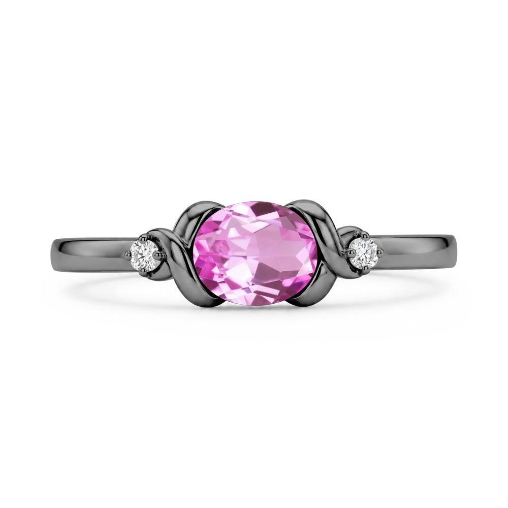 East West Oval Shaped Sapphire Twisted Ring - LUO Jewelry #gemstone_Pink Sapphire
