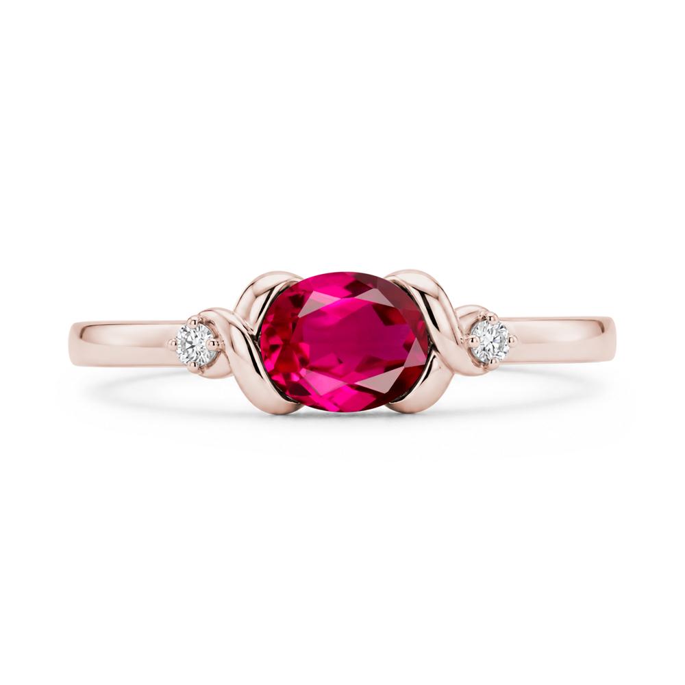 East West Oval Shaped Sapphire Twisted Ring - LUO Jewelry #gemstone_Ruby