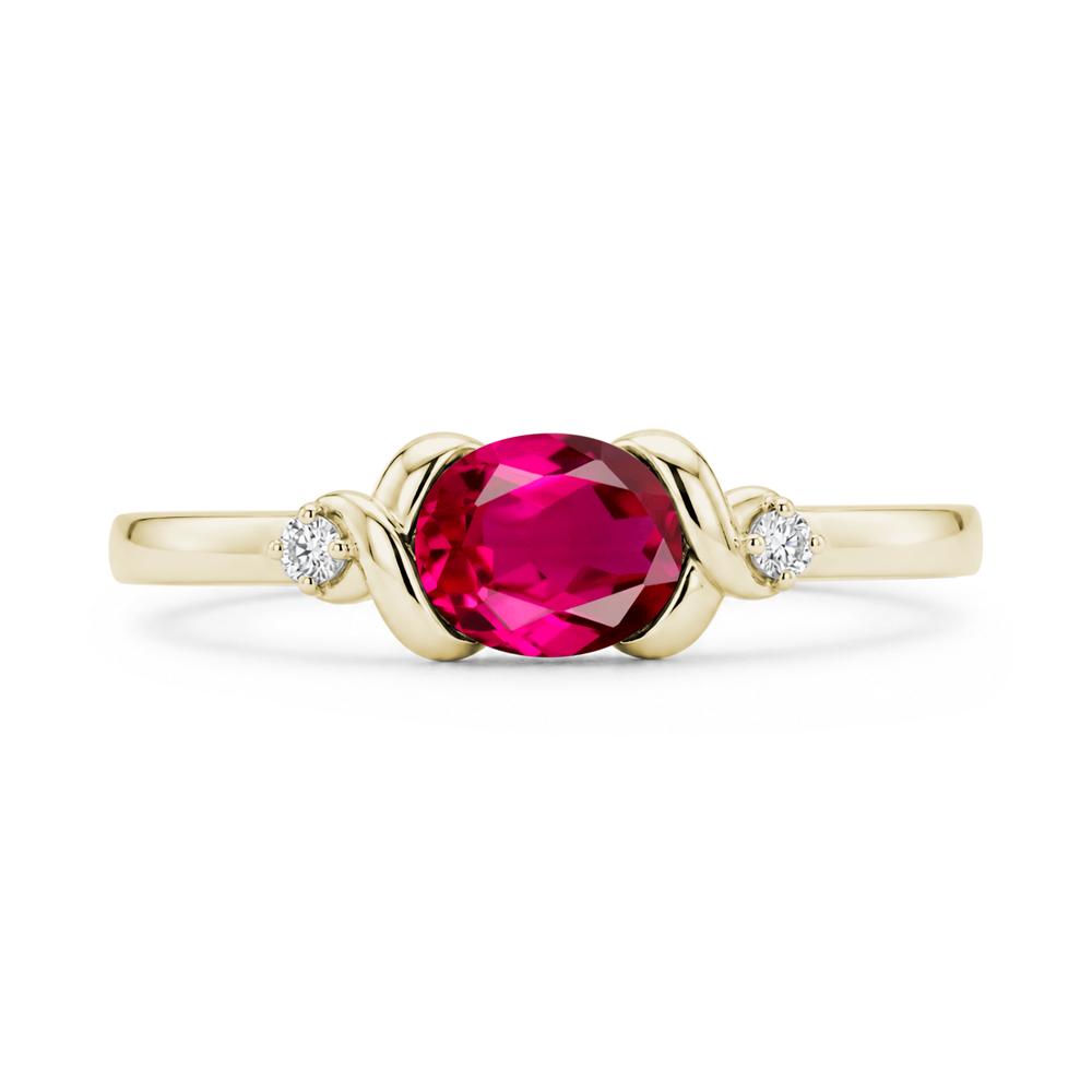 East West Oval Shaped Sapphire Twisted Ring - LUO Jewelry #gemstone_Ruby