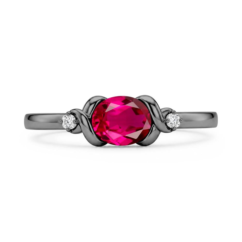 East West Oval Shaped Sapphire Twisted Ring - LUO Jewelry #gemstone_Ruby