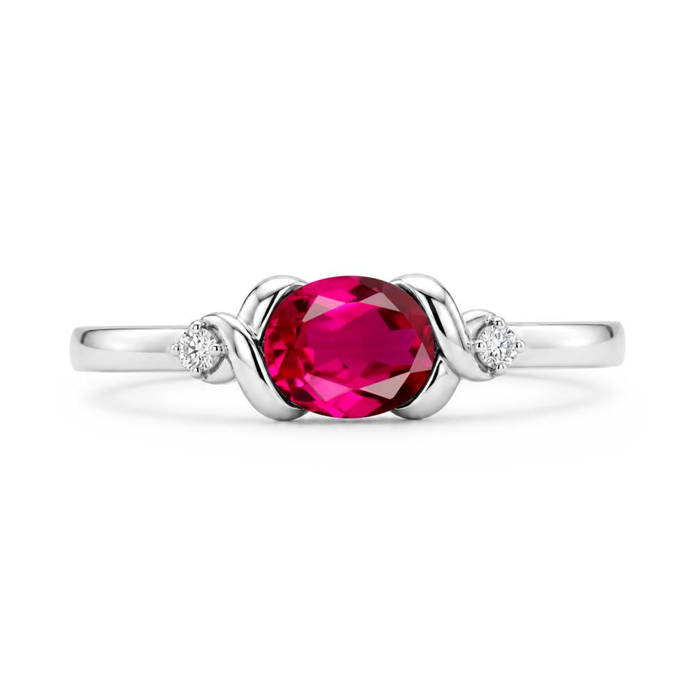 East West Oval Shaped Sapphire Twisted Ring - LUO Jewelry #gemstone_Ruby