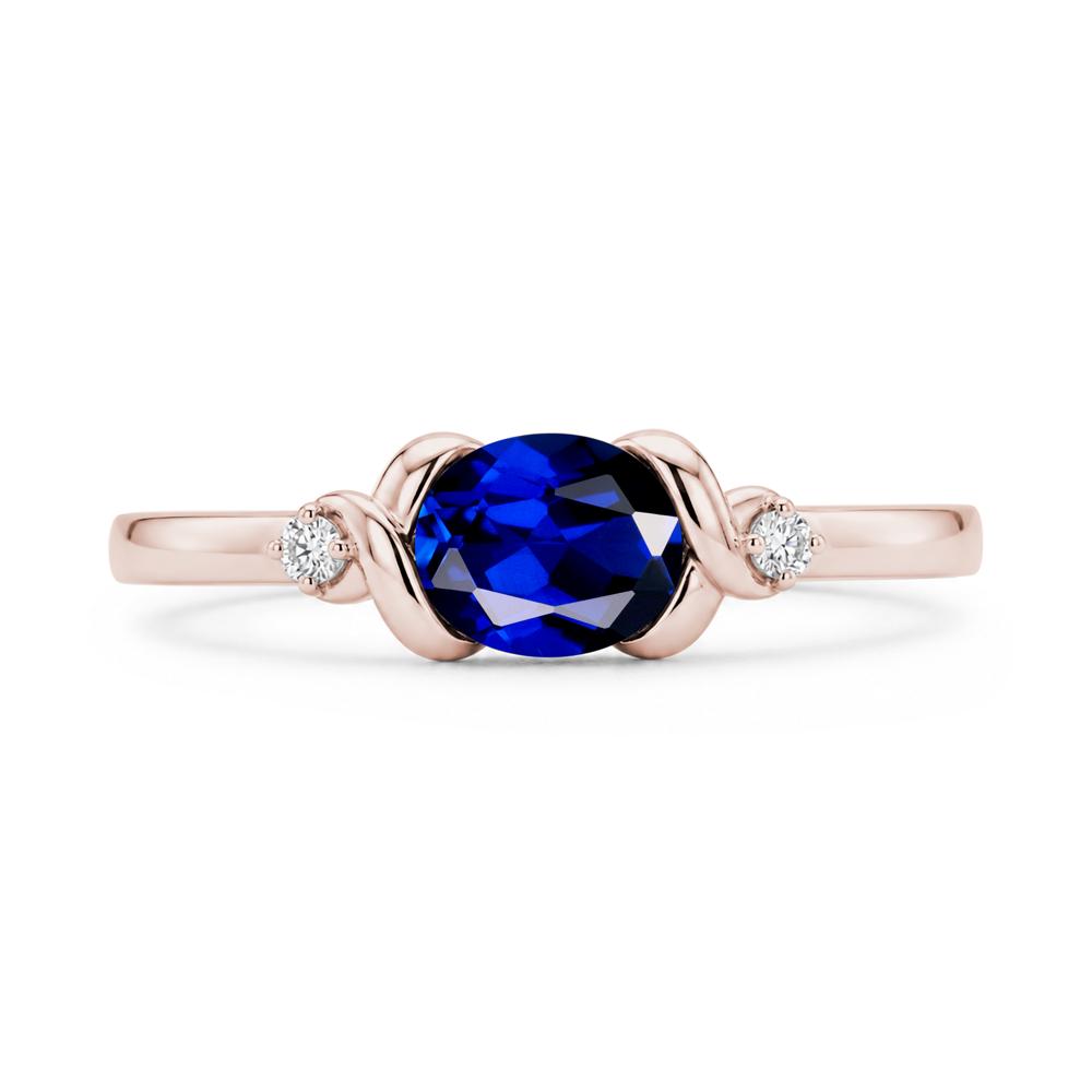 East West Oval Shaped Sapphire Twisted Ring - LUO Jewelry #gemstone_Sapphire