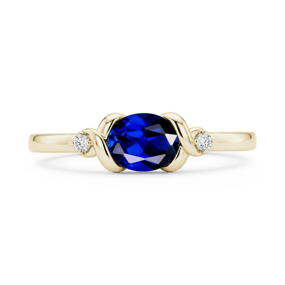 East West Oval Shaped Sapphire Twisted Ring - LUO Jewelry #gemstone_Sapphire