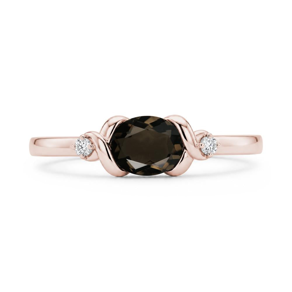 East West Oval Shaped Sapphire Twisted Ring - LUO Jewelry #gemstone_Smoky Quartz