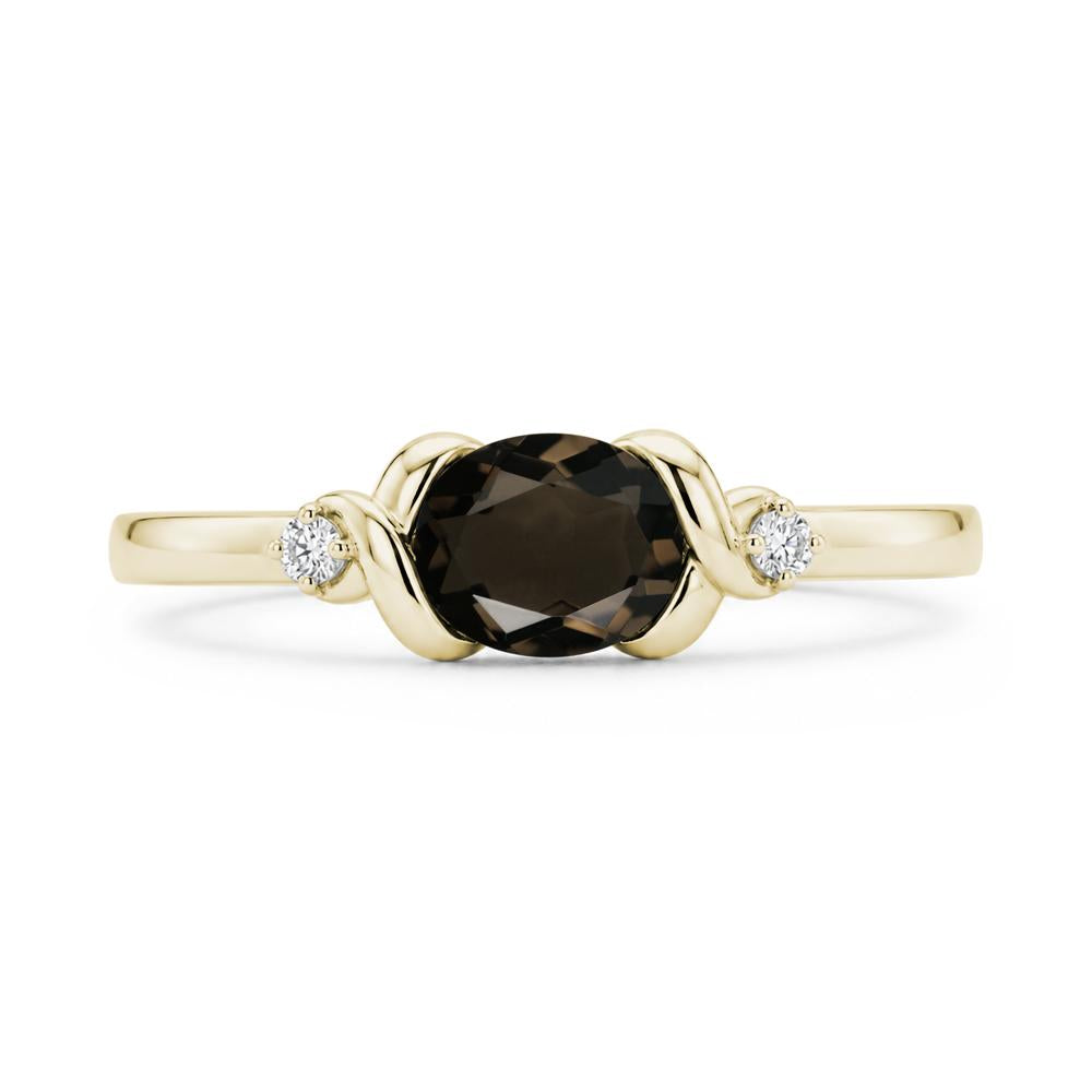 East West Oval Shaped Sapphire Twisted Ring - LUO Jewelry #gemstone_Smoky Quartz