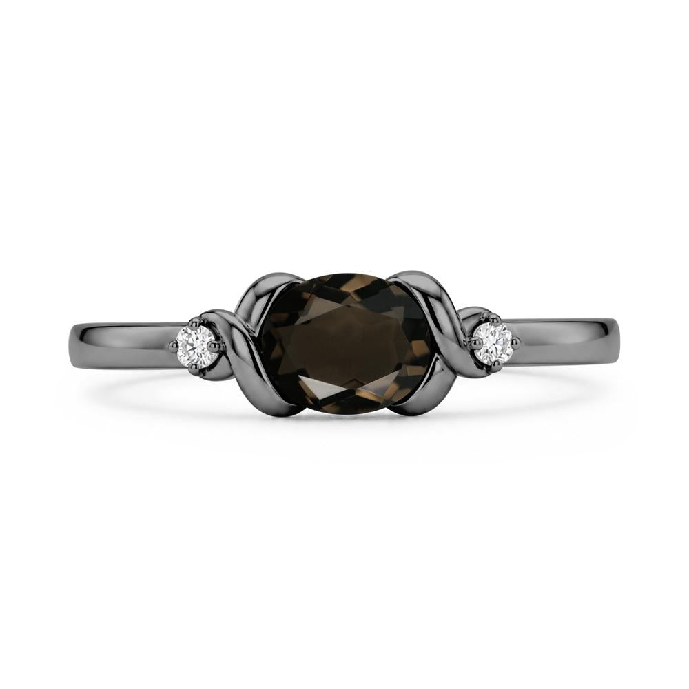 East West Oval Shaped Sapphire Twisted Ring - LUO Jewelry #gemstone_Smoky Quartz