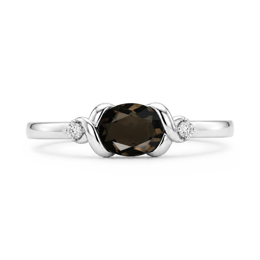 East West Oval Shaped Sapphire Twisted Ring - LUO Jewelry #gemstone_Smoky Quartz