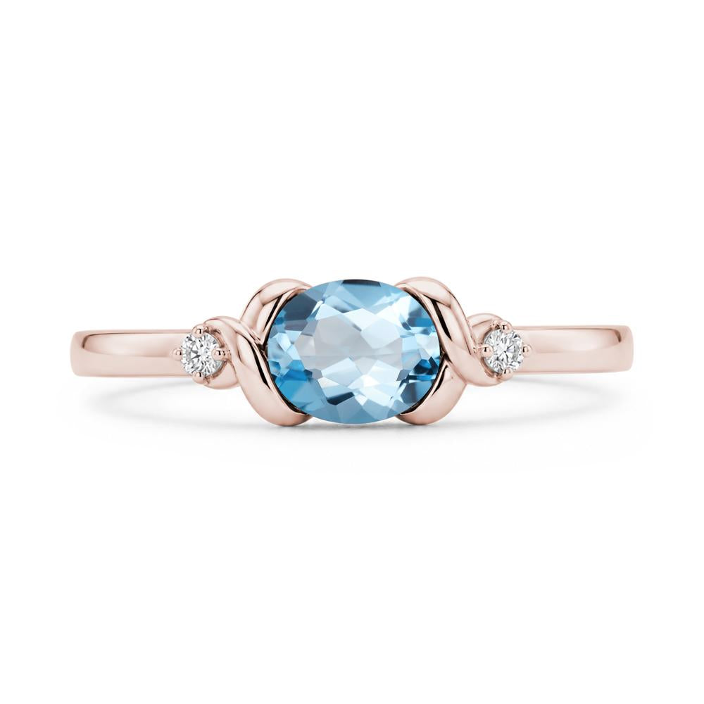 East West Oval Shaped Sapphire Twisted Ring - LUO Jewelry #gemstone_Swiss Blue Topaz