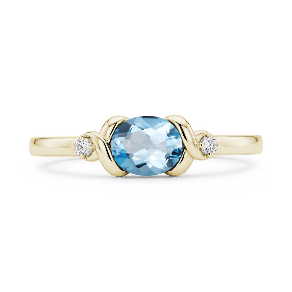 East West Oval Shaped Sapphire Twisted Ring - LUO Jewelry #gemstone_Swiss Blue Topaz