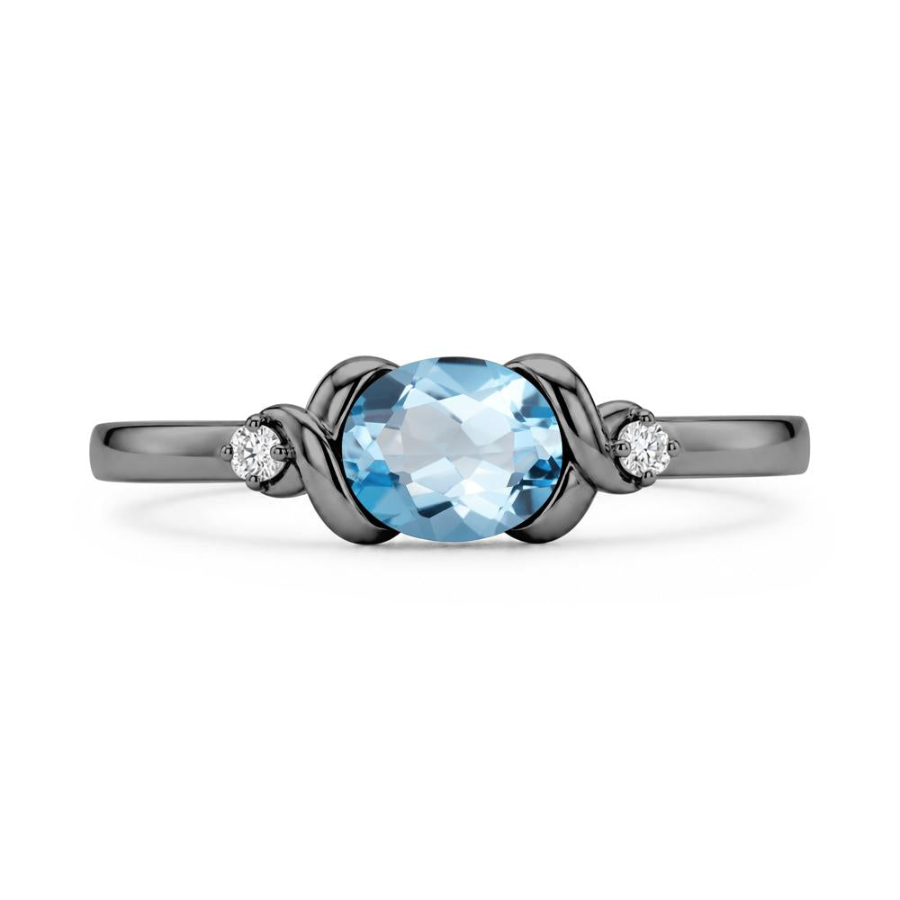 East West Oval Shaped Sapphire Twisted Ring - LUO Jewelry #gemstone_Swiss Blue Topaz
