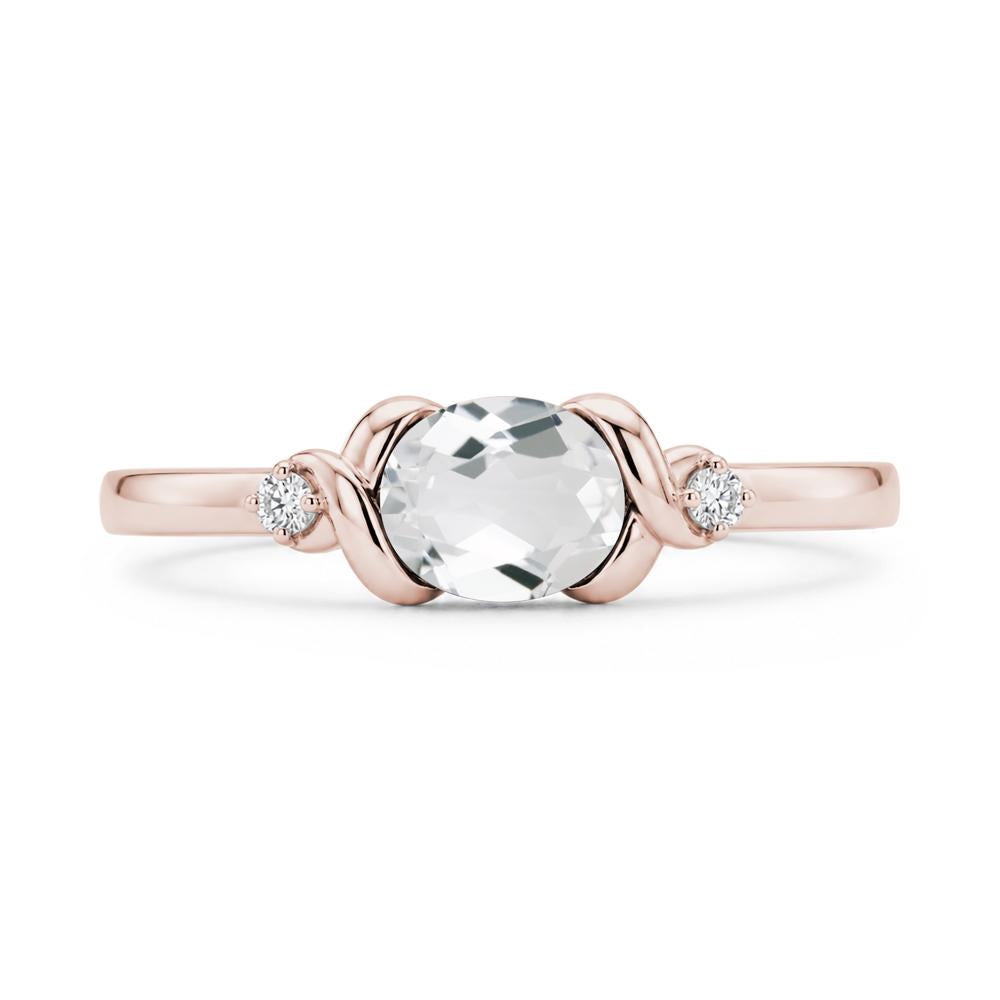 East West Oval Shaped Sapphire Twisted Ring - LUO Jewelry #gemstone_White Topaz