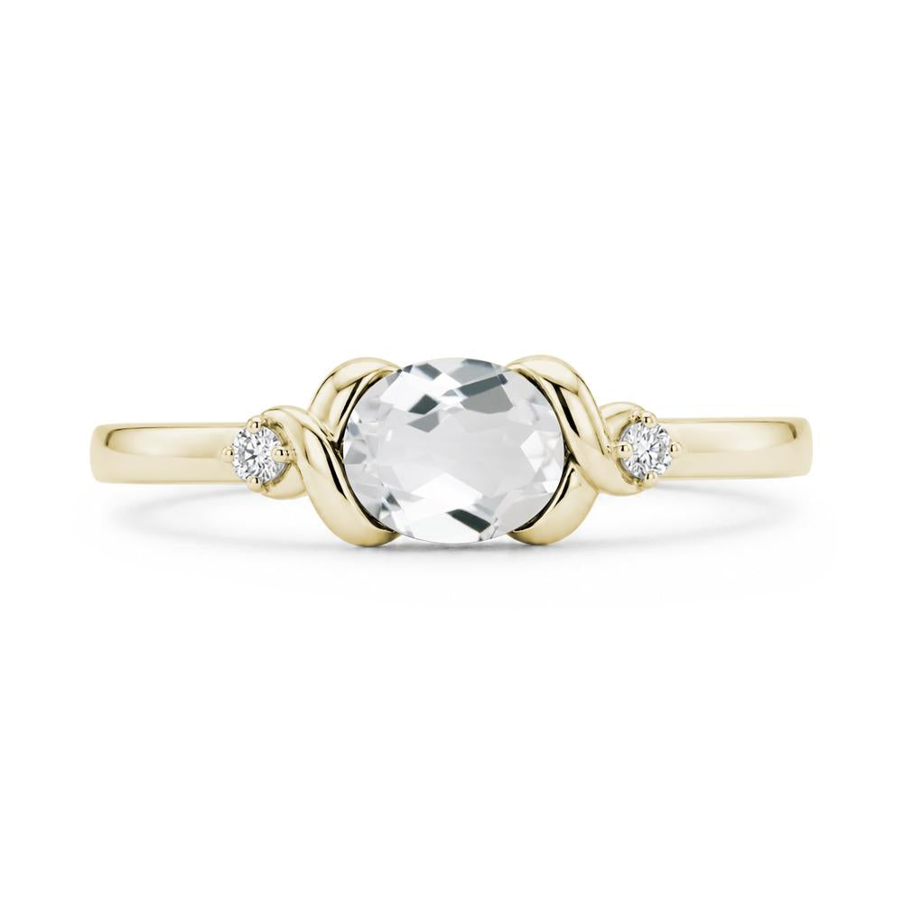 East West Oval Shaped Sapphire Twisted Ring - LUO Jewelry #gemstone_White Topaz