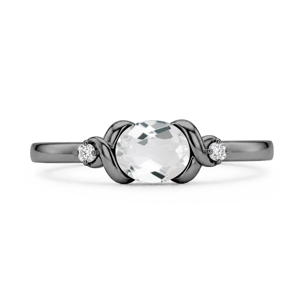 East West Oval Shaped Sapphire Twisted Ring - LUO Jewelry #gemstone_White Topaz