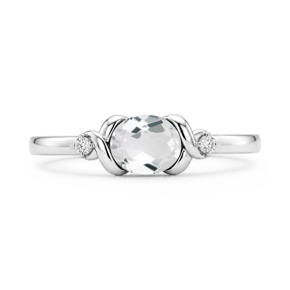 East West Oval Shaped Sapphire Twisted Ring - LUO Jewelry #gemstone_White Topaz