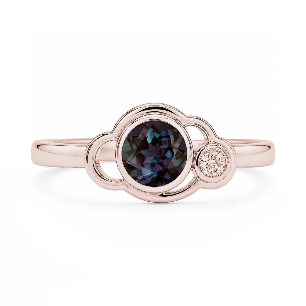 Bezel Setting Two Stone Black Spinel Cloud Ring - LUO Jewelry #gemstone_Alexandrite