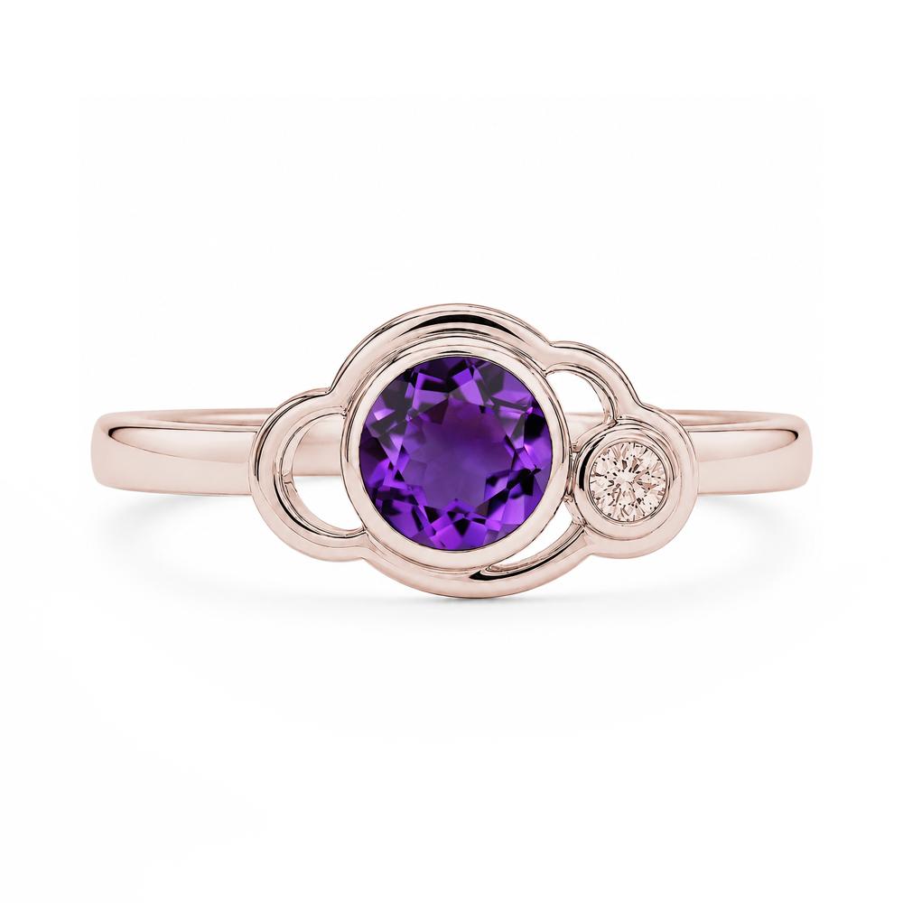 Bezel Setting Two Stone Black Spinel Cloud Ring - LUO Jewelry #gemstone_Amethyst