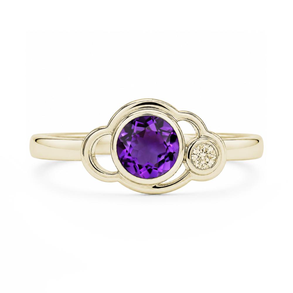 Bezel Setting Two Stone Black Spinel Cloud Ring - LUO Jewelry #gemstone_Amethyst