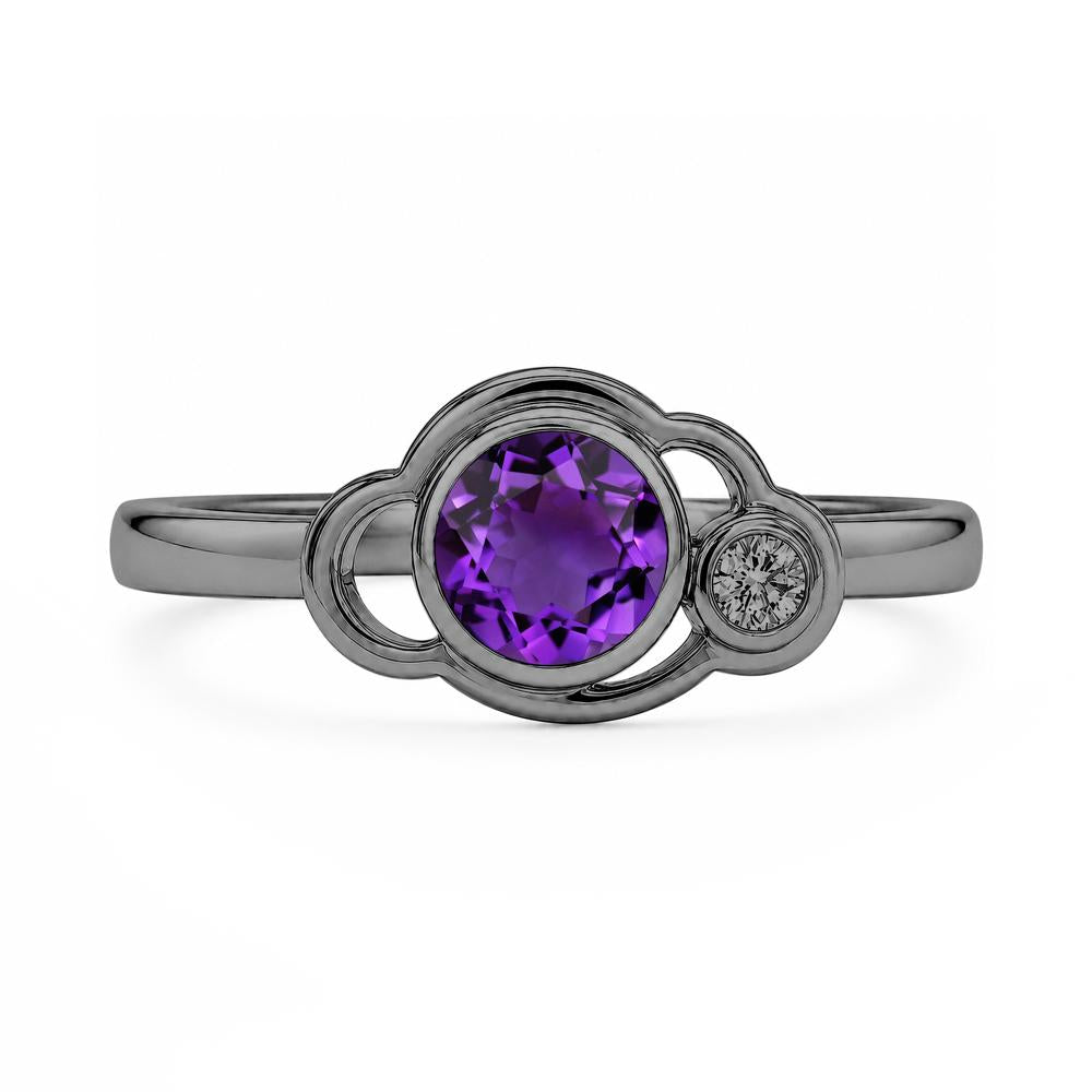 Bezel Setting Two Stone Black Spinel Cloud Ring - LUO Jewelry #gemstone_Amethyst